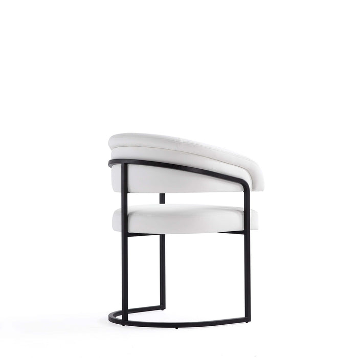 Augusta Modern Metal Vegan Leather Dining Chair in White - Set of 6