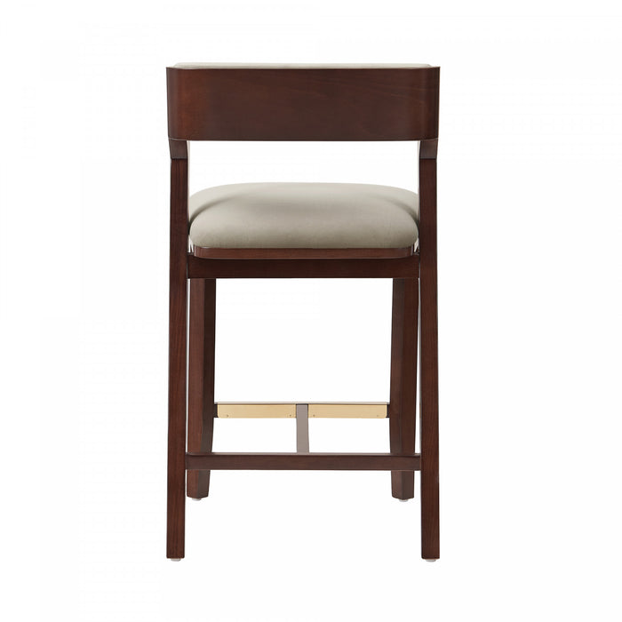 Patricia Modern Wood Upholstered Counter Stool in Linen - Set of 3