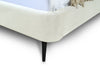 Heather Mid-Century Modern Velvet Upholstered Queen Bed in Cream and Black | Lit Queen Heather style milieu du siecle moderne, rembourre en velours creme et noir