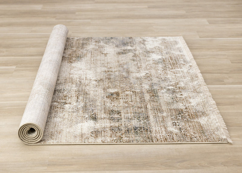 Sydney Beige Grey Cream Distressed Area Rug - 5'3\" x 7'10\"