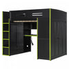Jerry Wood Loft Bed with Desk and Storage,Full Size,Green Full Bed | Jerry Lit mezzanine en bois avec bureau et rangement, Taille Double, Vert