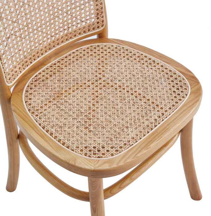 Paragon Industry Chic Cane Back Wood Upholstered Dining Chair in Oatmeal - Set of 4