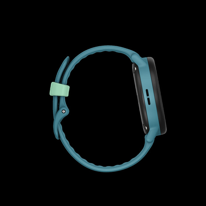 Garmin Bounce 2 Turquoise Kids Smartwatch - Active Tracker, Two-Way Communication, Weather Updates, Stopwatch Alarms, Assistance Feature, Family Challenges