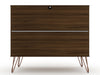 Rockefeller Mid-Century Modern 35" Dresser in Chestnut Brown (3-Drawer) - Set of 2 | Commode Rockefeller Mid-Century Modern 89 cm en marron chataigne (3 tiroirs) – Lot de 2