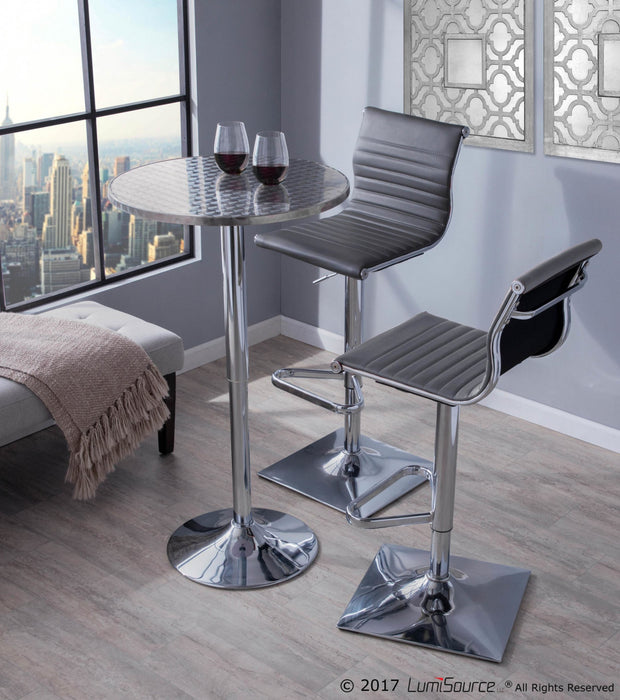 LumiSource Bistro Contemporary Adjustable Round Bar Dining Table - Silver