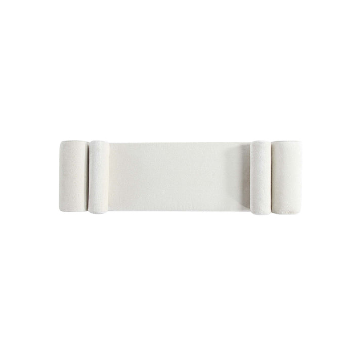 Concord Modern Glam Chenille Accent Bench in Ivory