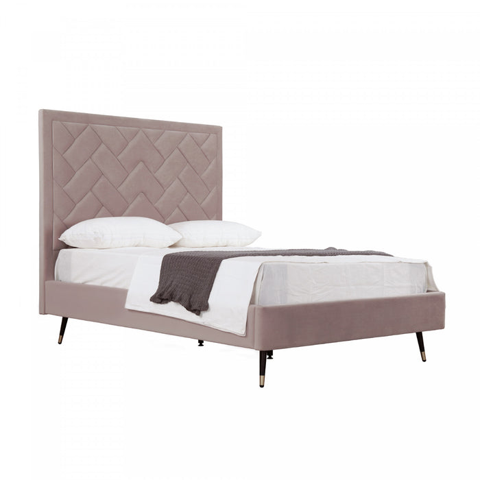 Crosby Modern Upholstered Velvet Full Bed in Blush