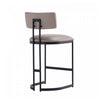 Juno Contemporary Modern Vegan Leather Metal Counter Stool in Taupe | Tabouret de comptoir contemporain moderne Juno en cuir vegetalien et metal, coloris taupe