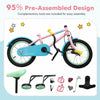 Costway 18" Kids Bike With Adjustable Saddle Handlebar Removable Training Wheels Handbrake Pink