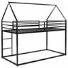 Liam House Bunk Bed with Built-in Ladder and Metal Frame,Twin Over Twin Size,Black  | Lits superposes Liam en forme de maison avec echelle integree et cadre en metal, taille Twin sur Twin, noir