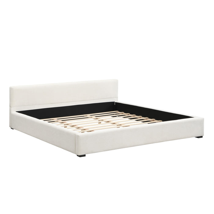 Charlotte Elegant Wide-edge Upholstered Bed,Queen Size, Beige Queen Bed