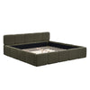 Toby Linen Upholstered Platform Bed with Thickened Headboard and Footboard,King Size,Green King Bed | Lit plateforme Toby en tissu lin avec tete et pied de lit epaissis, taille king, vert
