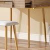 Isabella 4-Drawer Vanity Table Set with LED Mirror and Metal Legs,Yellow Brown Mirror Cabinet  | Isabella Ensemble de coiffeuse 4 tiroirs avec miroir LED et pieds en metal, Brun Jaune