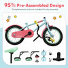 Costway 16" Kids Bike With Adjustable Saddle Handlebar Removable Training Wheels Handbrake Red