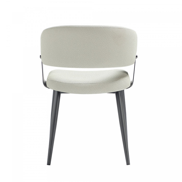 Luce Modern Metal Textured Vegan Leather Dining Chair in Oatmeal