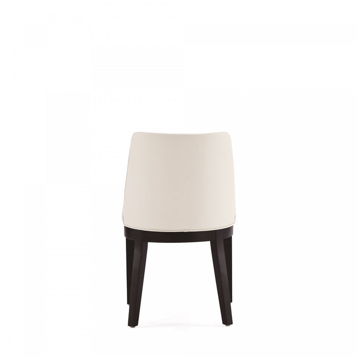 Gansevoort Modern Wood Vegan Leather Dining Chair in Ivory - Set of 4