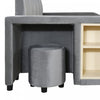 Lily Velvet Upholstered Grounded Bed with Desk and Stool,Full Size,Grey Full Bed  | Lit Lily en velours rembourre avec bureau et tabouret, taille Full, gris
