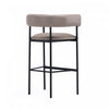 Onda Contemporary Vegan Leather Metal Upholstered Barstool in Taupe | Tabouret de bar contemporain Onda en similicuir vegan et metal, coloris taupe