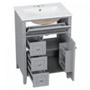 Scott 24" Bathroom Vanity with Ceramic Sink and Rubberwood Legs, Grey | Scott Meuble-lavabo de 24" avec vasque en ceramique et pieds en bois caoutchouc, Gris
