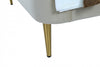 Heather Mid-Century Modern Velvet Upholstered Twin Bed in Cream and Gold | Lit jumeau Heather style milieu du siecle moderne, tapisse de velours creme et or