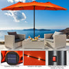 Costway 15Ft Patio Double-Sided LED Market Umbrella Crank Solar Powered Orange