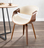 LumiSource Symphony Faux Leather Mid-Century Modern Dining Accent Chair - Walnut/Cream|Chaise d’appoint de salle à manger moderne du milieu du 20e siècle Symphony en similicuir - noyer et crème