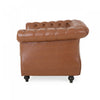 Gibbon Comfy Faux Leather Upholstery Arm Chair With Tufted Back,brown Accent Chair | Gibbon Fauteuil Confortable Avec Revetement En Similicuir Et Dossier Capitonne, Marron