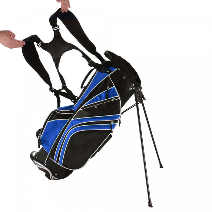 Costway Golf Stand Cart Bag Club W/6 Way Divider Carry Organizer Pockets Storage Blue
