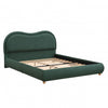 Olivia Upholstered Platform Bed Frame with Curved Headboard,Queen Size,Green Queen Bed | Olivia Cadre de lit plateforme rembourre avec tete de lit incurvee, taille Queen, vert