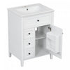 Scott 24" Bathroom Vanity with Ceramic Sink and Rubberwood Legs, White | Scott Meuble-lavabo de 24" avec vasque en ceramique et pieds en bois caoutchouc, Blanc