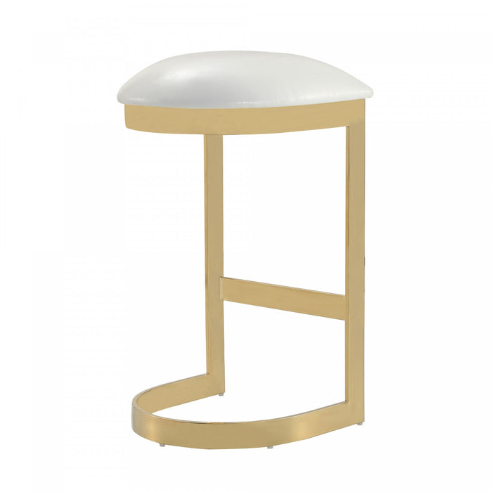Aura Modern Metal Upholstered Barstool in White - Set of 3 Bar Stool