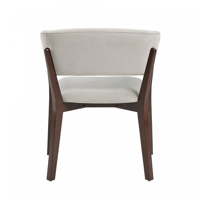 Blake Modern Faux Mohair Wood Armchair in Greige - Set of 4 Dining Chair