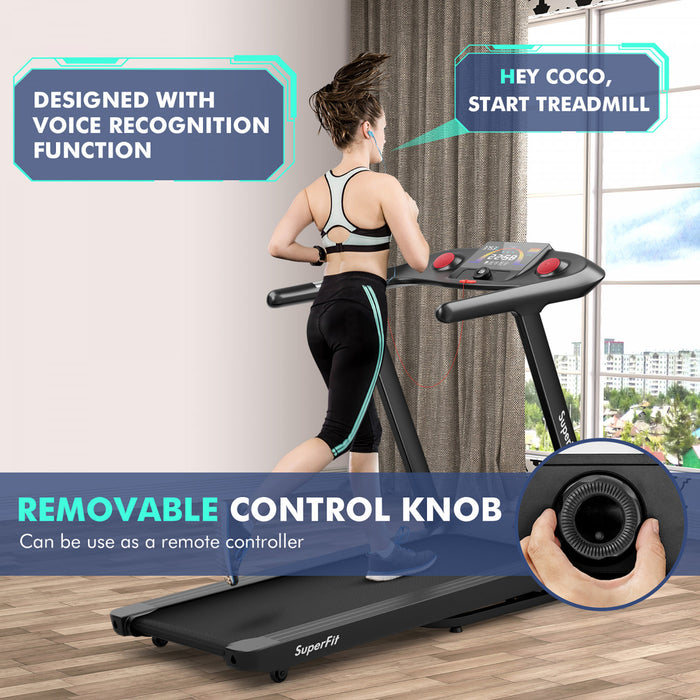 Superfit 4.75hp Folding Treadmill W/preset Programs Touch Screen Voice/app/remote Control