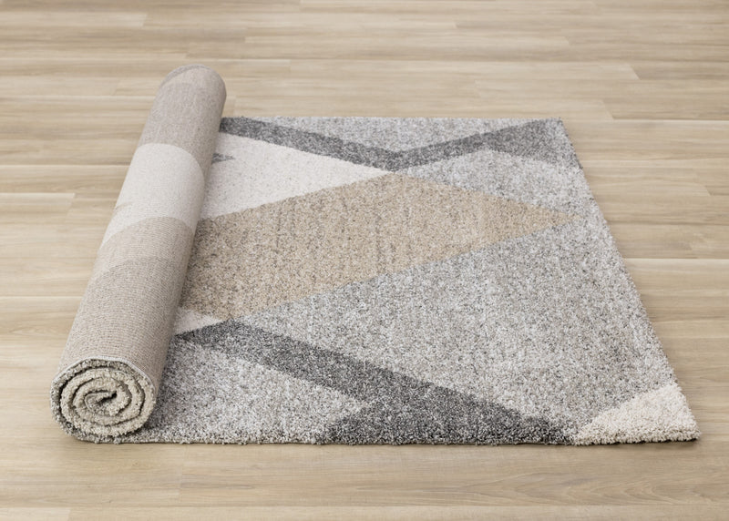 Maverick White Beige Grey Modern Plush Area Rug - 7'10\" x 11'2\"