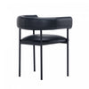 Onda Contemporary Vegan Leather Metal Dining Chair in Black | Chaise de salle a manger contemporaine Onda en cuir vegetalien et metal, coloris noir