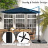 Costway Patio 9.5FT Square Cantilever Offset Hanging Umbrella 2-Tier 360° Outdoor Navy