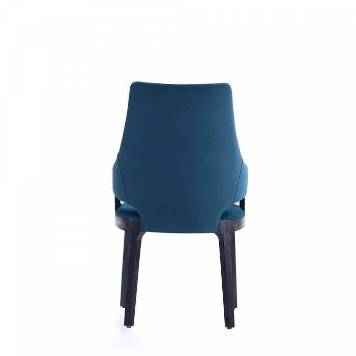 Kara Modern Wood Upholstered Dining Chair in Blue - Set of 2