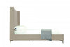 Promenade Mid-Century Modern Upholstered Velvet Queen Bed in Rustic Taupe | Lit Queen Promenade style milieu du siecle moderne en velours capitonne, coloris taupe rustique