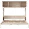 Ethan Solid Wood Murphy Bed with Storage Cabinets,Full Size,Beige Full Bed | Lit escamotable Ethan en bois massif avec armoires de rangement, taille full, beige