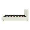 Camille Platform Bed with Curved Headboard and Luxurious Boucle Upholstery,Queen Size,White Queen Bed  | Lit plateforme Camille avec tete de lit incurvee et tapissage boucle luxueux, taille Queen, blanc