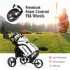 Goplus Folding 3 Wheels Golf Push Cart W/seat Scoreboard Adjustable Handle Grey