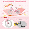 Costway 14" Kid's Bike With Removable Training Wheels & Basket For 3-5 Years Old Pink