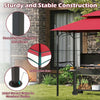Costway 8' X 5' Grill Gazebo With 2 Shelves 7 Hooks Metal Frame Soft Top Wine