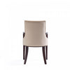 Shubert Modern Wood Vegan Leather and Velvet Armchair in Tan - Set of 2 | Fauteuil moderne Shubert en bois, cuir vegetalien et velours, coloris beige - Lot de 2