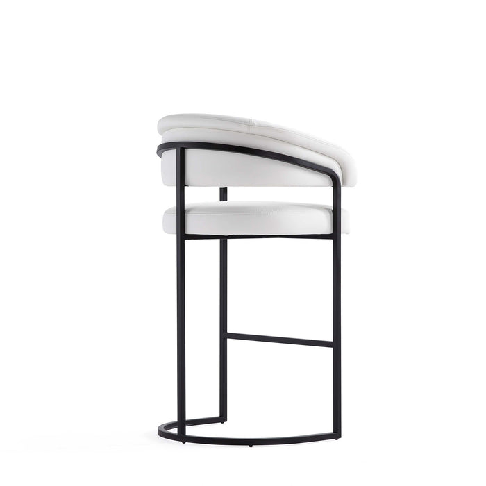 Augusta Modern Metal Upholstered Barstool in White - Set of 3