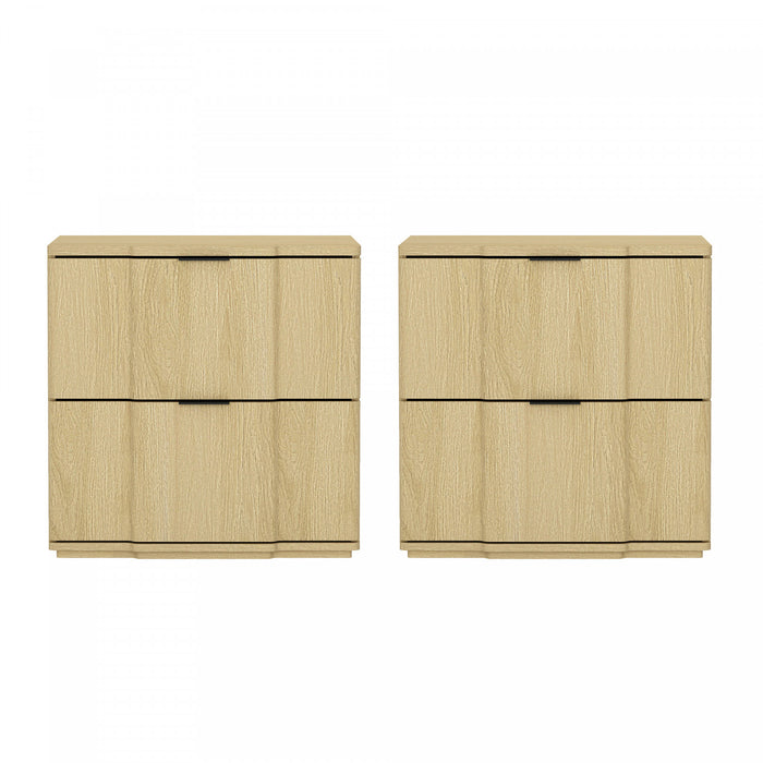 Clive Mid-Century Modern 22\" Nightstand in Natural and Black (2-Drawer)