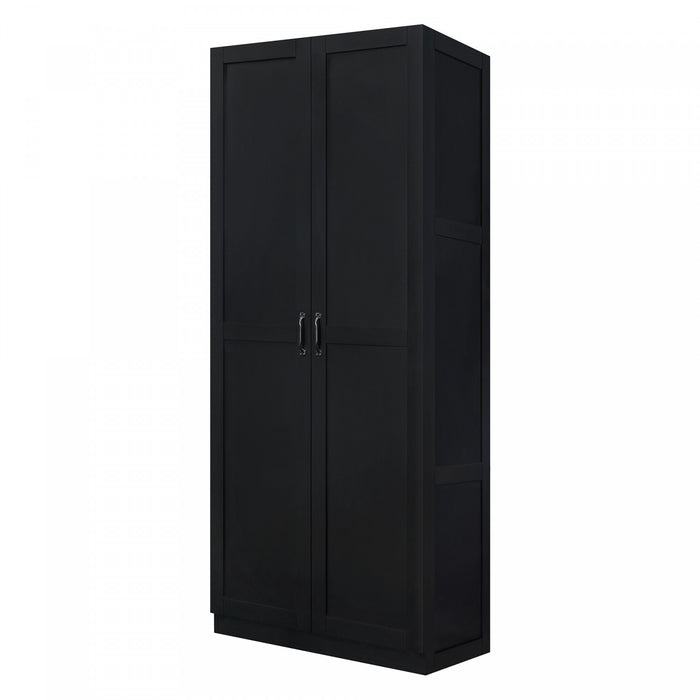 Cornelia Modern 30\" Storage Cabinet in Black (7-Shelf) - Set of 2 Bookcase