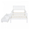 Emma Wood Platform Bed with Guardrails and Storage Drawers,Twin Size - White | Emma – Lit Plateforme en Bois avec Barrieres de Protection et Tiroirs de Rangement, Format Simple - Blanc