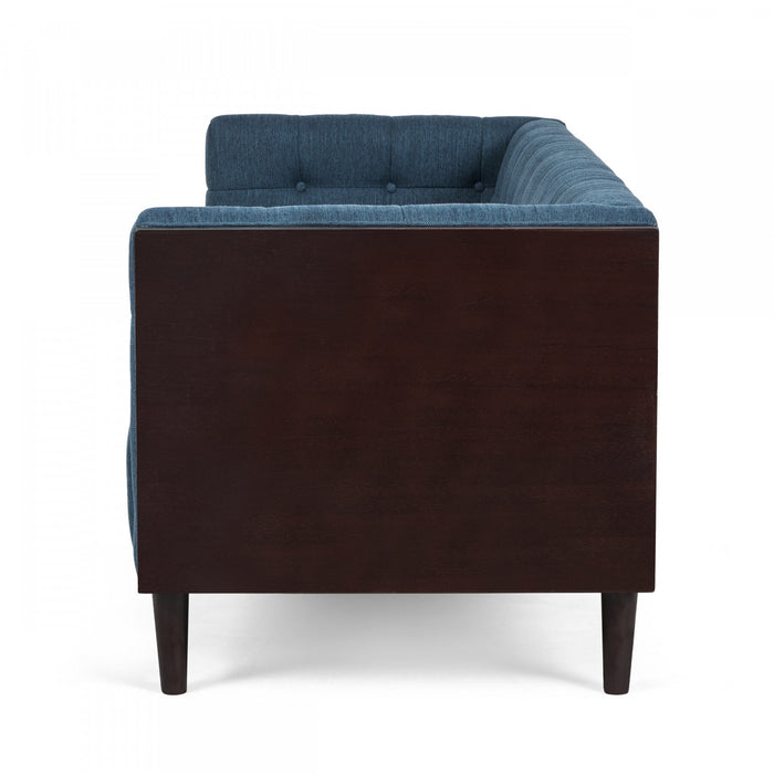 Dana 3-seater Tufted Fabric Sofa With Birch Wood Frame - Navy Blue