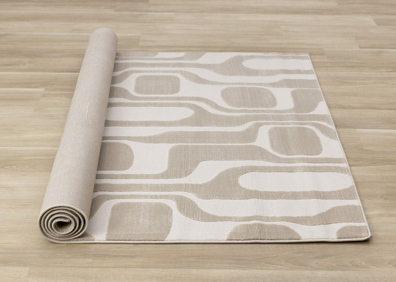 Leopold Modern Mid-Century Beige Cream Area Rug - 7'10\" x 10'6\"